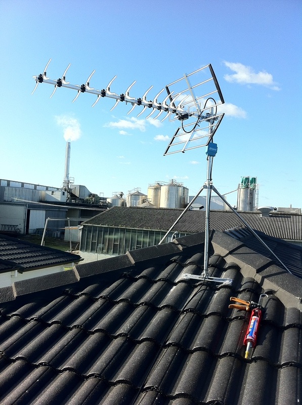 Papatoetoe antenna installation on concrete tile roof with amplifier